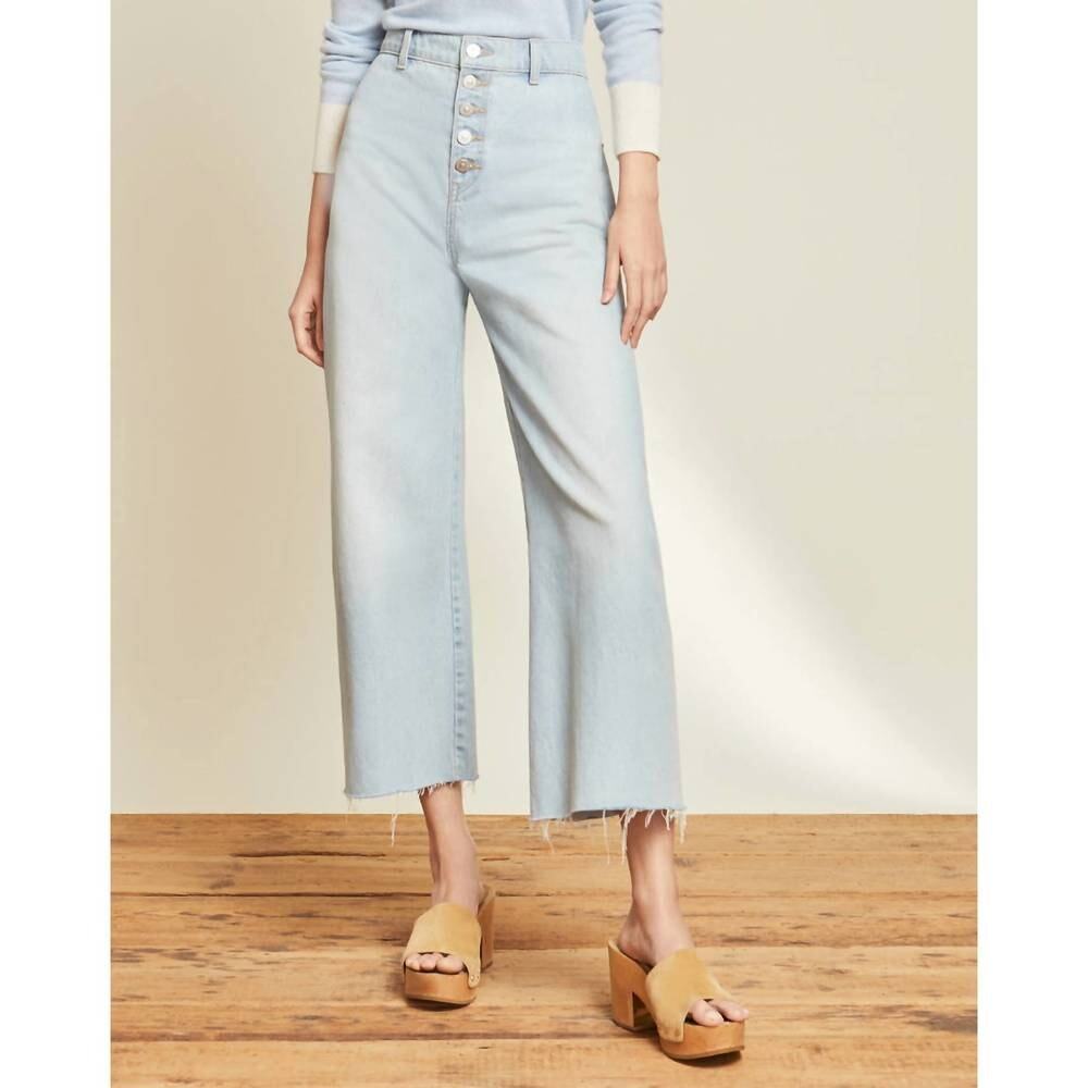 Veronica Beard Grant Cropped Ankle Wide Leg Jean Aire Wash Size 25
